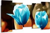 Peinture sur toile Tulipe | Bleu, orange, marron | 150x80cm 5Liège