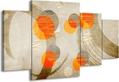 GroepArt - Schilderij -  Art - Oranje, Grijs, Geel - 160x90cm 4Luik - Schilderij Op Canvas - Foto Op Canvas