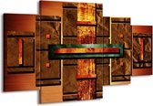 GroepArt - Schilderij -  Abstract - Bruin, Oranje, Geel - 160x90cm 4Luik - Schilderij Op Canvas - Foto Op Canvas