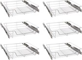 Panier en fil métallique Eleganca avec guide latéral et fermeture en douceur - Tiroir d'armoire de cuisine avec fermeture en douceur - Étagère de cuisine extensible - Convient aux armoires d'une largeur de 60 cm - Tiroir intégré -Capacité de charge m