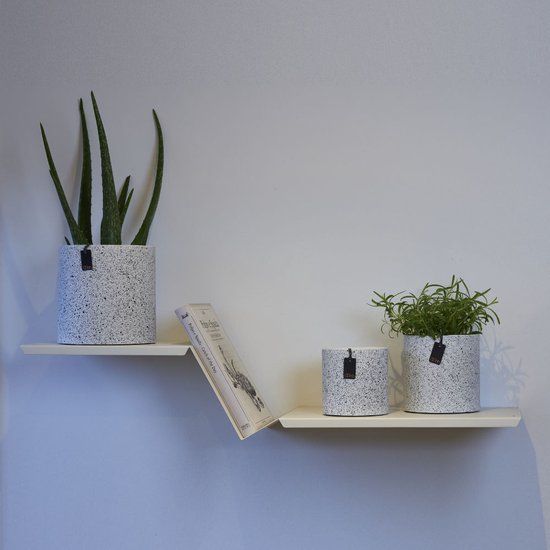 Lübech Livng Granite (bloem)pot - gerecycled papier - wit - D 17 cm - H 17 cm