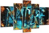 Glasschilderij Natuur - Blauw, Bruin, Geel - 170x100cm 5Luik - Foto Op Glas - Geen Acrylglas Schilderij - 6000+ Glasschilderijen Collectie - Wanddecoratie