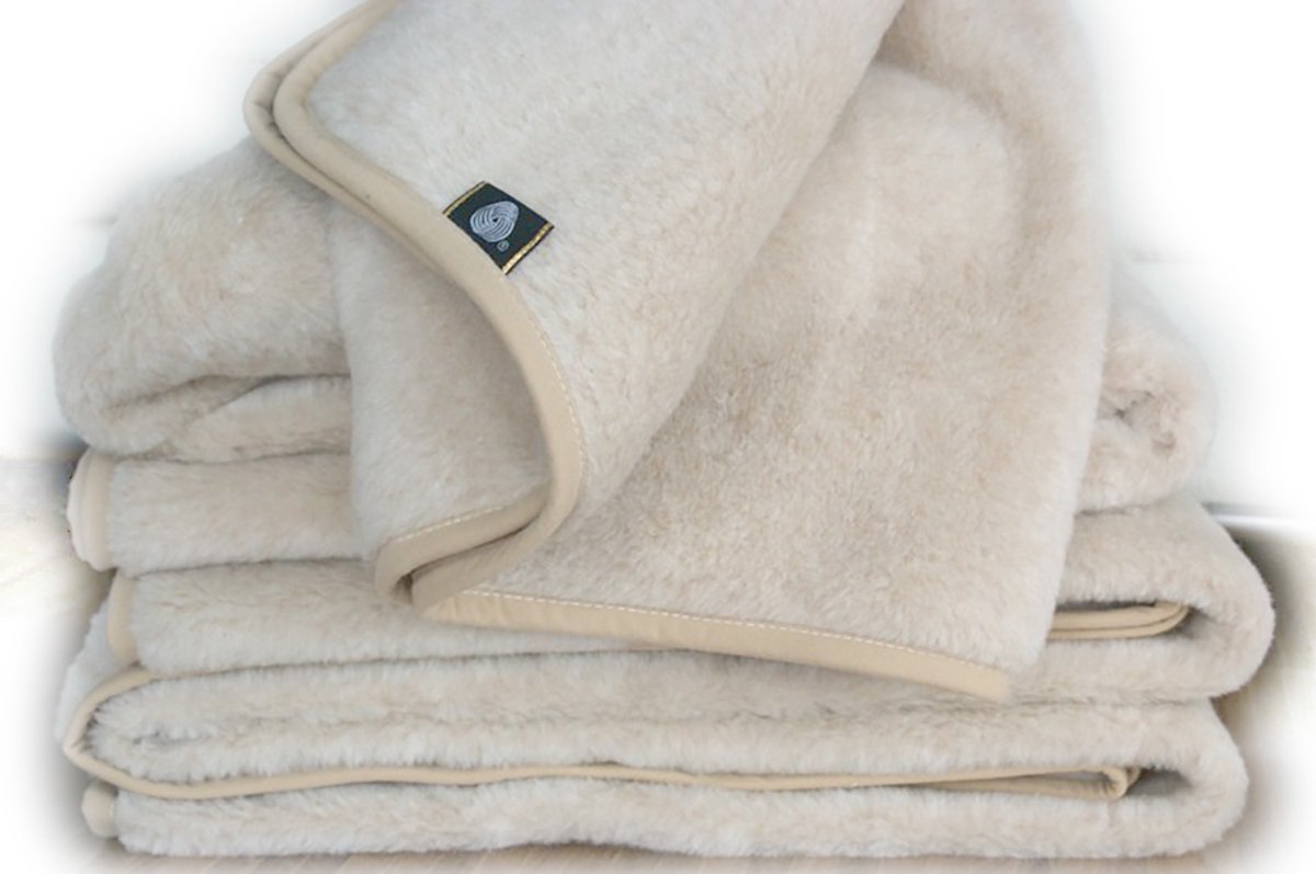 OnceDoce® Wollen Deken 100% Wol Merino & Kameel Blend - Almond - OnceDoce® 450 g/m² Heerlijk Zacht Ademend en Warm - Wasbaar - 200x260cm bruin