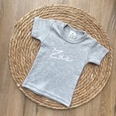 Baby t-shirt korte mouw - Zus - Lichtgrijs - Maat 92 - Zwanger - Geboorte - Big Sister - Grote Zus - Aankondiging - Zwangerschapsaankondiging - Peuter - Dreumes