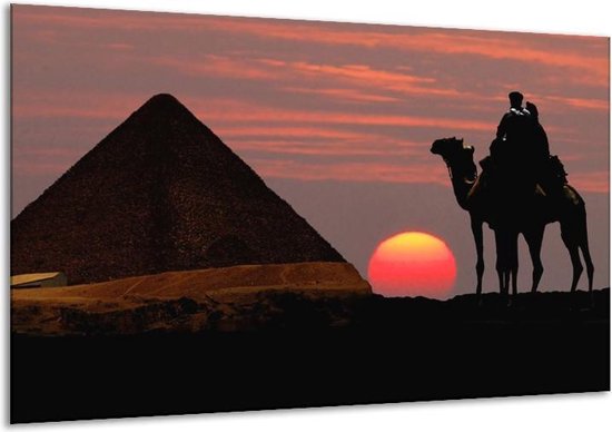 Glasschilderij Piramide - Rood, Zwart - 120x70cm 1Luik - Foto Op Glas - Geen Acrylglas Schilderij - GroepArt 6000+ Glasschilderijen Art Collectie - Wanddecoratie - Woonkamer - Slaapkamer