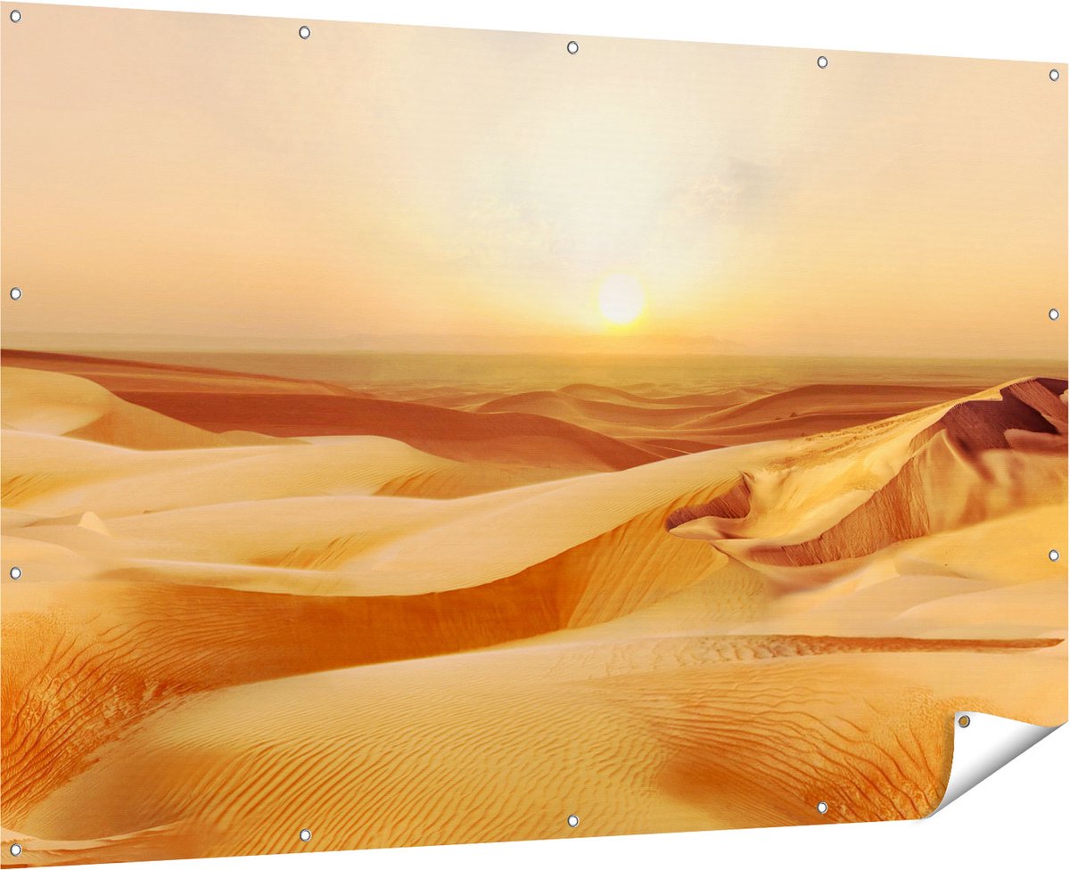 Gards Tuinposter Woestijn bij Zonsondergang in de Sahara - 180x120 cm - Tuindoek - Tuindecoratie - Wanddecoratie buiten - Tuinschilderij Multikleur