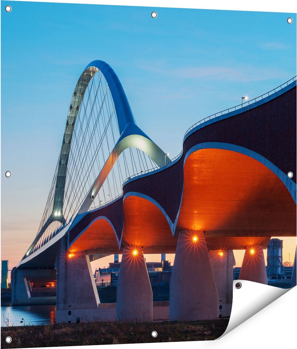 Gards Tuinposter Oversteek Brug in Nijmegen - 90x90 cm - Tuindoek - Tuindecoratie - Wanddecoratie buiten - Tuinschilderij Multikleur