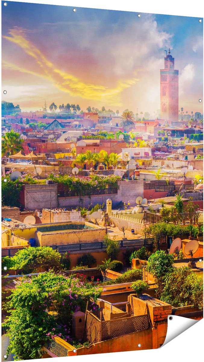 Gards Tuinposter Medina van Marrakesh in Marokko - 120x180 cm - Tuindoek - Tuindecoratie - Wanddecoratie buiten - Tuinschilderij Multikleur
