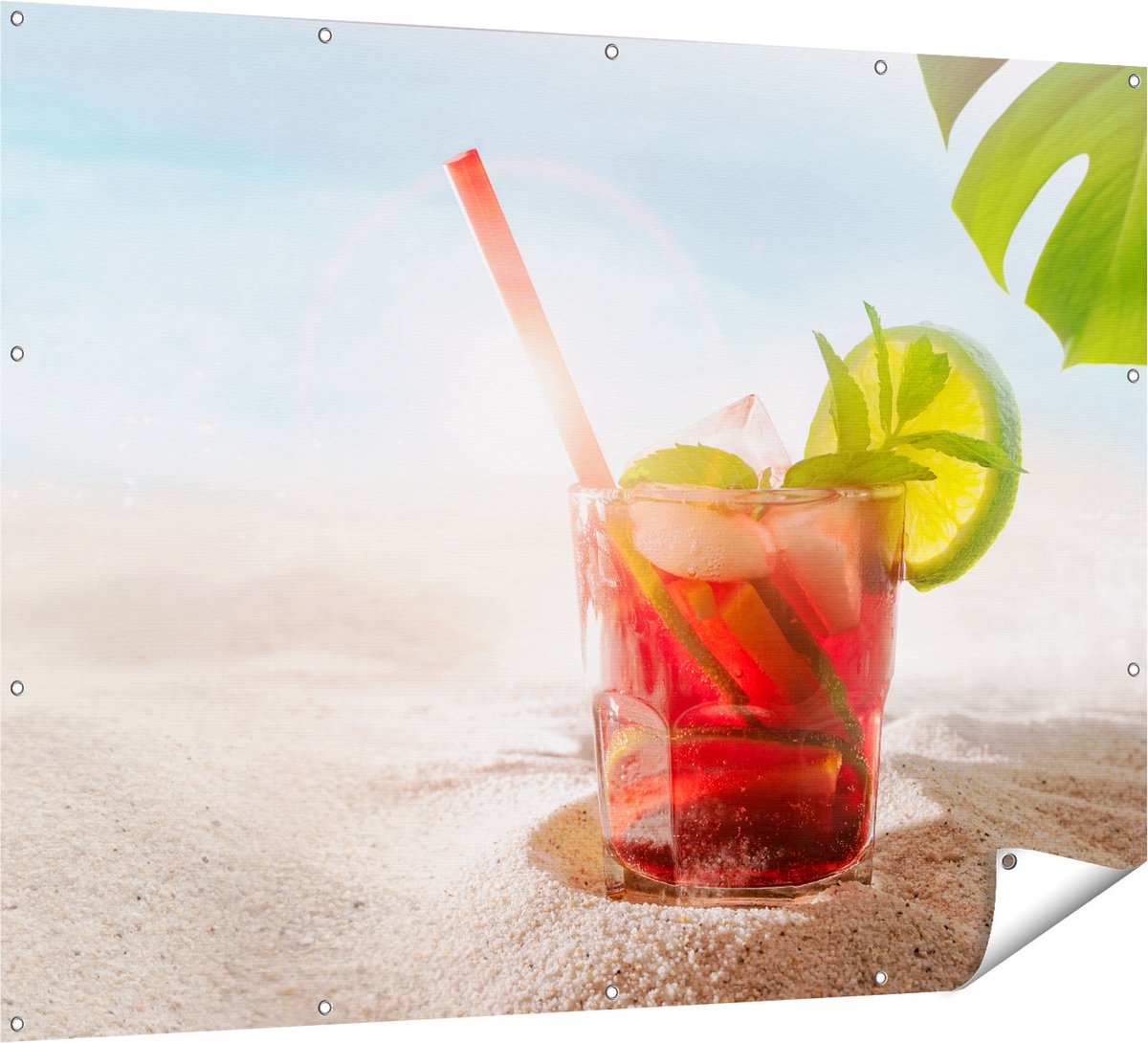 Gards Tuinposter Cocktail Mix Drankje op het Strand - 160x120 cm - Tuindoek - Tuindecoratie - Wanddecoratie buiten - Tuinschilderij Multikleur