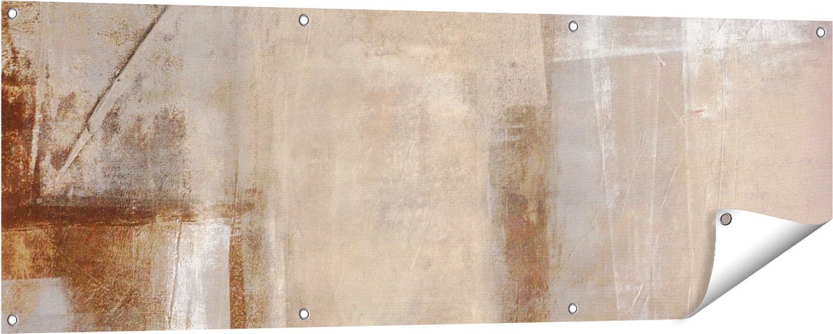 Gards Tuinposter Abstracte Kunst Bruin met Beige - 150x50 cm - Tuindoek - Tuindecoratie - Wanddecoratie buiten - Tuinschilderij Multikleur