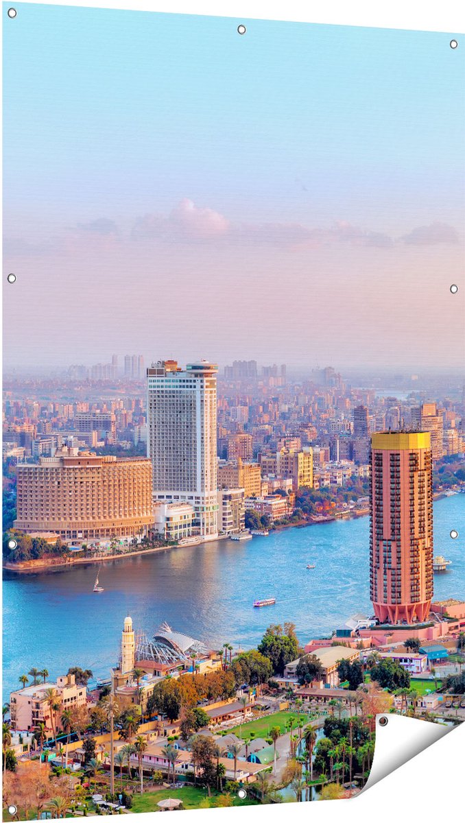 Gards Tuinposter De Nijl Rivier in Cairo, Egypte - 100x150 cm - Tuindoek - Tuindecoratie - Wanddecoratie buiten - Tuinschilderij Multikleur