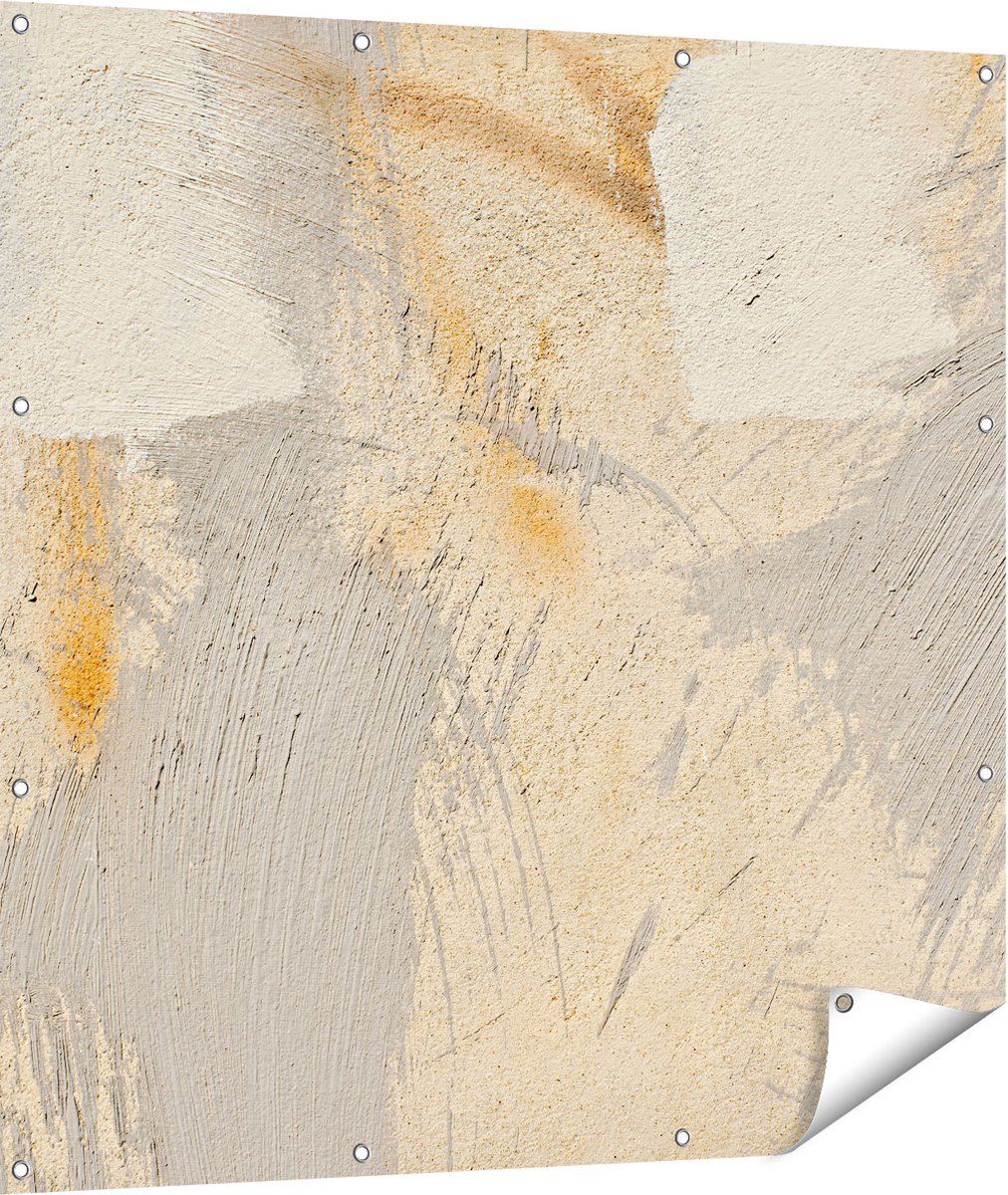 Gards Tuinposter Abstracte Kunst van een Cementen Muur - 110x110 cm - Tuindoek - Tuindecoratie - Wanddecoratie buiten - Tuinschilderij Multikleur