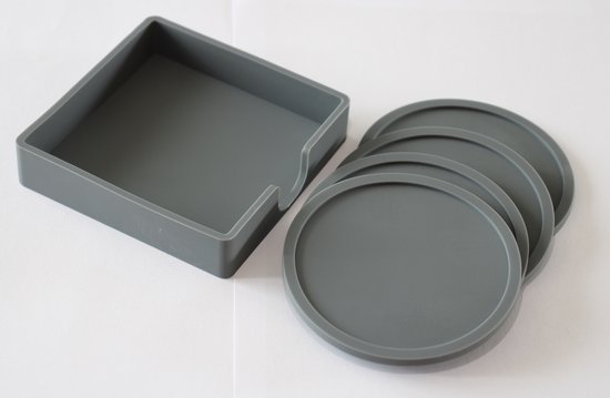 Siliconen - onderzetters - grijs - inclusief houder - onderzetters voor  glazen –... | bol.com