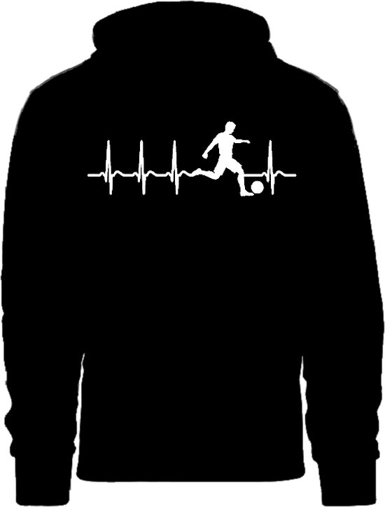 Grappige hoodie - trui met capuchon - hartslag - heartbeat - voetbal - voetballer - sport - maat L