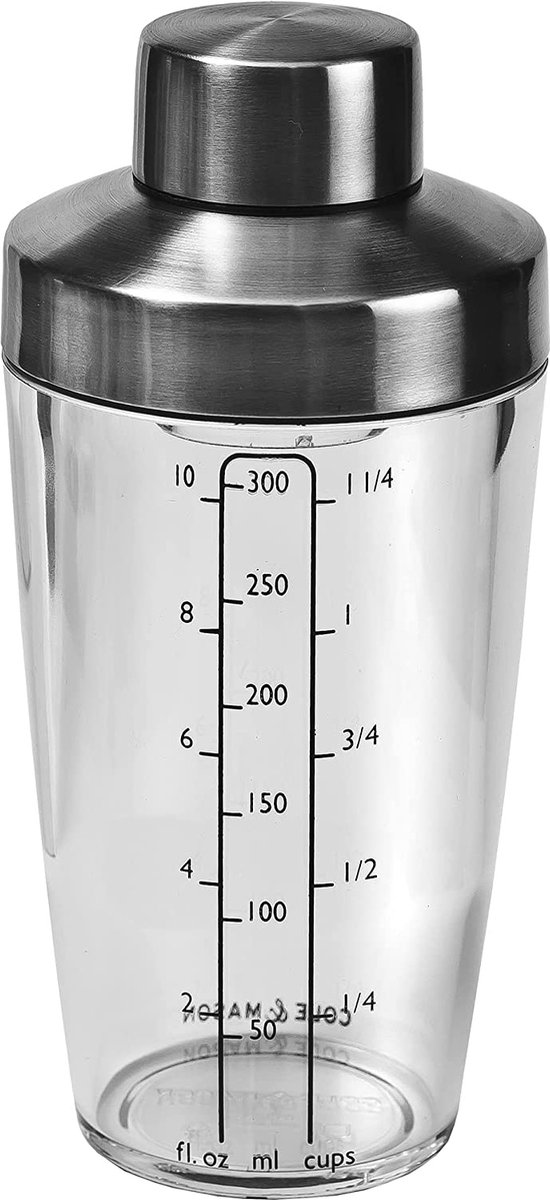Salade Dressing Shaker,9.2 x 9 x 16.8 cm, Transparant/Zilver