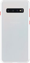 Telefoonglaasje Hoesje Geschikt voor Samsung Galaxy S10 Plus - Kunststof - Wit Transparant - Beschermhoes - Case - Cover