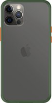 Telefoonglaasje Hoesje Geschikt voor iPhone 12 Pro - TPU randen met PVC achterzijde - Groen/Transparant - Beschermhoes - Case - Cover