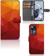 Book Case geschikt voor Xiaomi 12T | 12T Pro Polygon Red