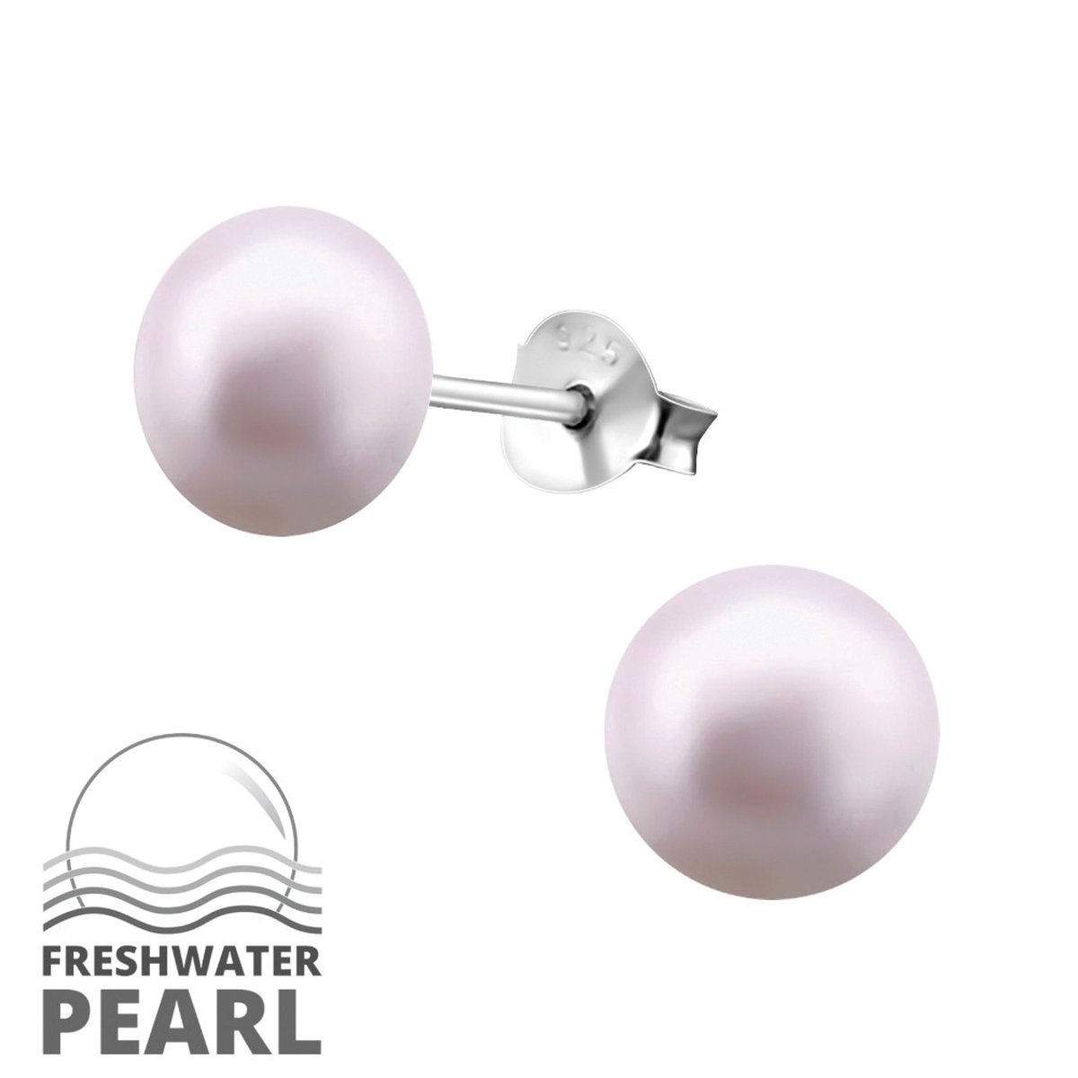 Amanto Oorbellen Birgin Purple - 925 Zilver E-Coating - Parel - ∅7mm