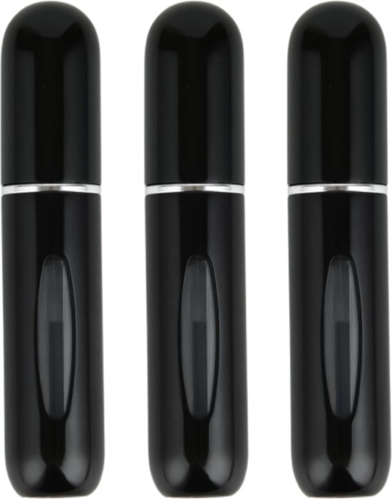 Mini Parfum Flesjes - 3-pack - Navulbaar - Reisflesjes - Parfumverstuiver - Zwart
