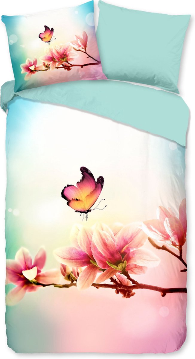 WENYA Regenboog meerkleurig beddengoed set roze oranje geel blauw groen paars dekbedovertrek en kussensloop microvezel meisje (stijl 1, enkel 135x200 cm