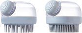 Scalp Massager -Scalp Brush - Massage Borstel Hoofdhuid - Borstel met Shampoo Dispenser - Borstel - Siliconen Haarborstel - Hoofdmassage - 2 Stuks - Grijs - Dun - Dik