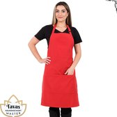 Zenica Master's Choice Tablier de cuisine 65x95 cm Rouge Tablier de cuisine avec poches Tablier de service de restauration pour femmes Tablier de restaurant pour femmes