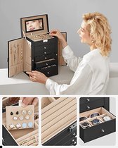 Travel Jewelry Box for Women / watch box jewelry box \Jewelry Holders Portable Jewelry Organizer Case for Necklace Earrings Rings - Drawers Jewelry Storage Box /Juwelendoos