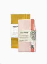 Doorgeef Inpakpapier - Set van 2 - Furoshiki - Duurzaam cadeau - Geel Roze - Size S