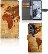 Telefoonhoesje Xiaomi 12T | 12T Pro Wallet Bookcase Wereldkaart
