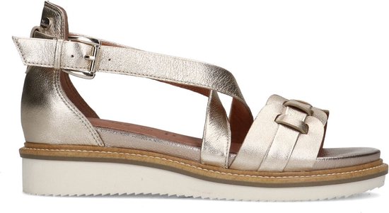 No Stress - Dames - Gouden leren sandalen met gevlochten band - Maat 37