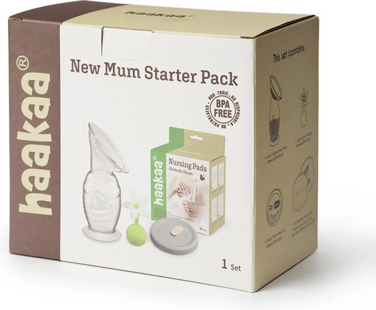 New Mum Starter Pack - Generatie 2 borstkolf 150 ml + deksel + afsluitbare bloem + zoogcompressen - Haakaa van HaaKaa — afbeelding 2