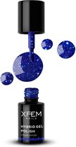 XFEM UV/LED Hybrid Gellak 6ml. Blue Snowflake #0176 - Donkerblauw, Glitter - Glitters - Gel nagellak