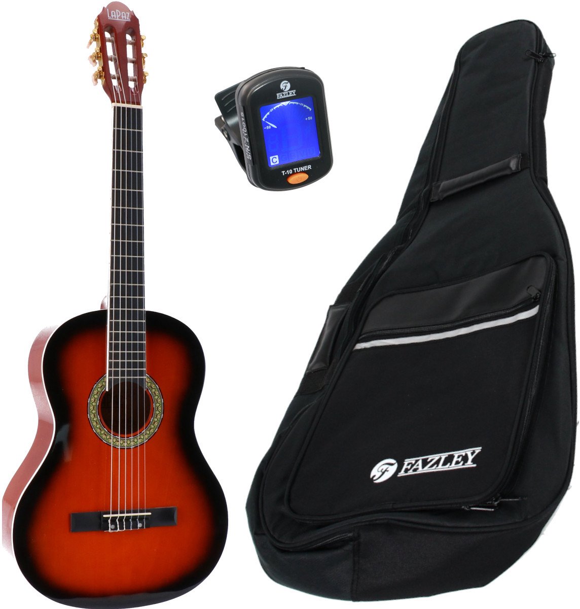 LaPaz 002 SB klassieke gitaar 4/4-formaat sunburst + gigbag + tuner