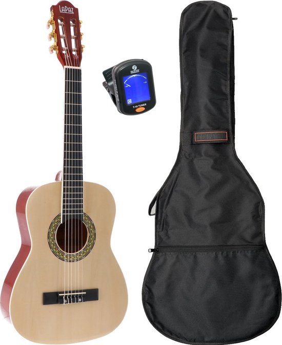 3rd Avenue 1/2 formaat klassieke Spaanse gitaar voor kinderen, beginnerspakket, met nylon snare, tas, snaren - naturel