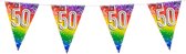 Slinger - Ballonnen - 50 Jaar - Feestset - Vlaggenlijn - 6 Meter - 8 Knoopballonnen - Opdruk 50 - Verjaardag - Abraham - Sarah - Leeftijd - 50 - Cijfer - Birthday - Feest - Feestdecoratie - Decoratie - Versiering - Multi - Regenboog - Rainbow