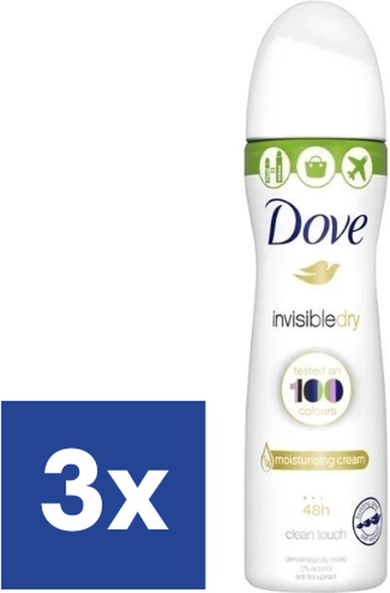 Goedkoopste Dove Invisible Dry Deo Spray - 3 x 75 ml