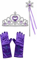 Het Betere Merk - voor bij je prinsessenjurk - verkleedkleding meisje - Prinsessen accessoireset - kroon - toverstaf - handschoenen - paars