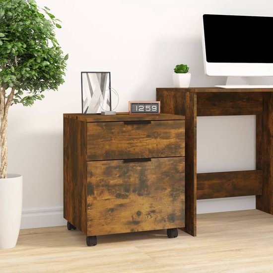 Furniture Limited - Classeur mobile 45x38x54 cm bois traité chêne fumé