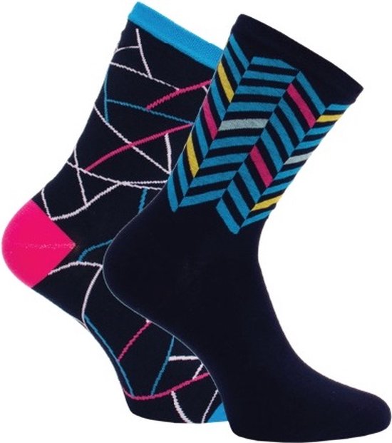 Dames sokken kleurrijk - prijs per 2 paar - elastan