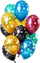 Ballons de luxe Stars Metallic 12 pièces - Jaune Bleu Noir Vert Bordeaux