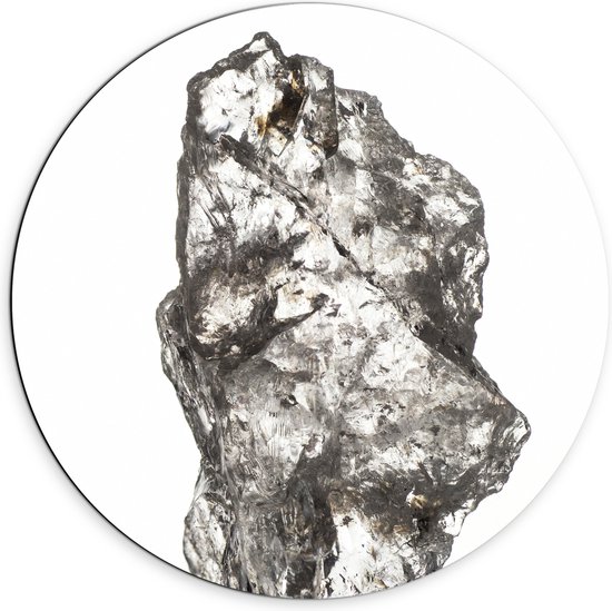 Dibond Muurcirkel - Groot Wit Doorzichtig Kristal tegen Witte Ondergrond - 70x70 cm Foto op Aluminium Muurcirkel (met ophangsysteem)