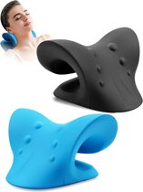 Nekstretcher - Shiatsu massage - Nekmassage apparaat - Massagekussen - Nekkussen - GRATIS Tijgerbalsem - Kussen voor nek en rugklachten - Blauw - Zwart