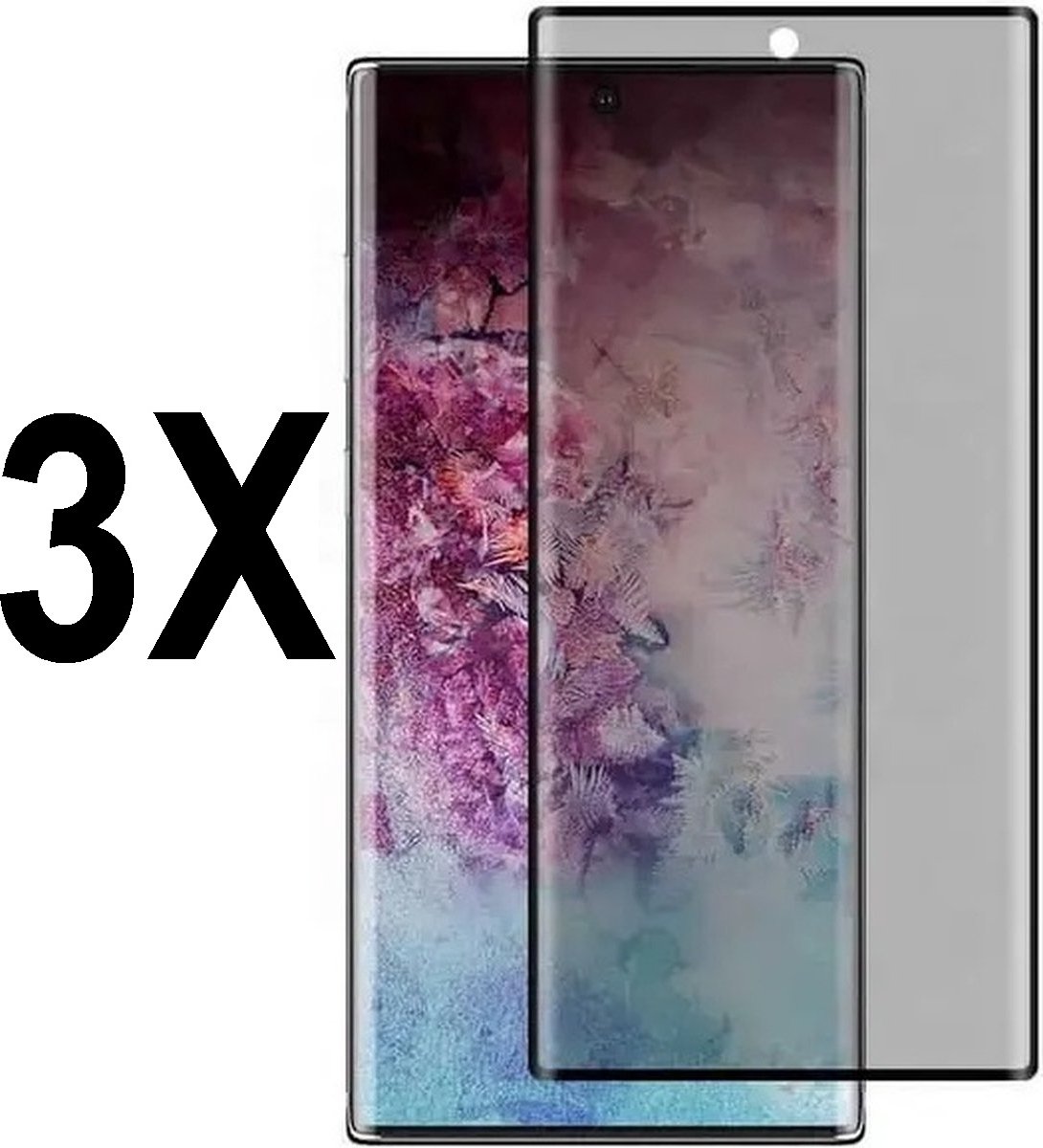 Screenz® - PRIVACY Screenprotector geschikt voor Samsung Galaxy S23 Ultra- Tempered glass Screen protector geschikt voor Samsung Galaxy S23 Ultra - Beschermglas - Privé Glasplaatje - 3 stuks