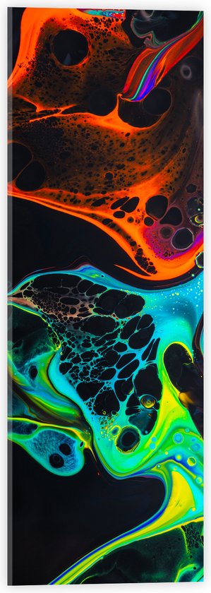 Acrylglas - Neonkleurige Patronen tegen Zwarte Achtergrond - 20x60 cm Foto op Acrylglas (Met Ophangsysteem)