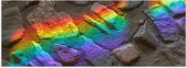 Poster Glanzend – Regenboog Lichtstralen op Stenen - 60x20 cm Foto op Posterpapier met Glanzende Afwerking