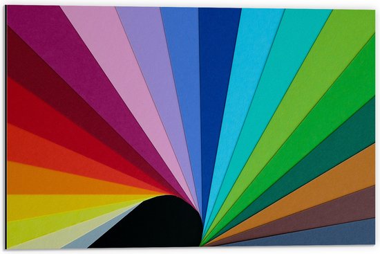 Dibond - Regenboogkleuren Strepen Patroon - 60x40 cm Foto op Aluminium (Wanddecoratie van metaal)