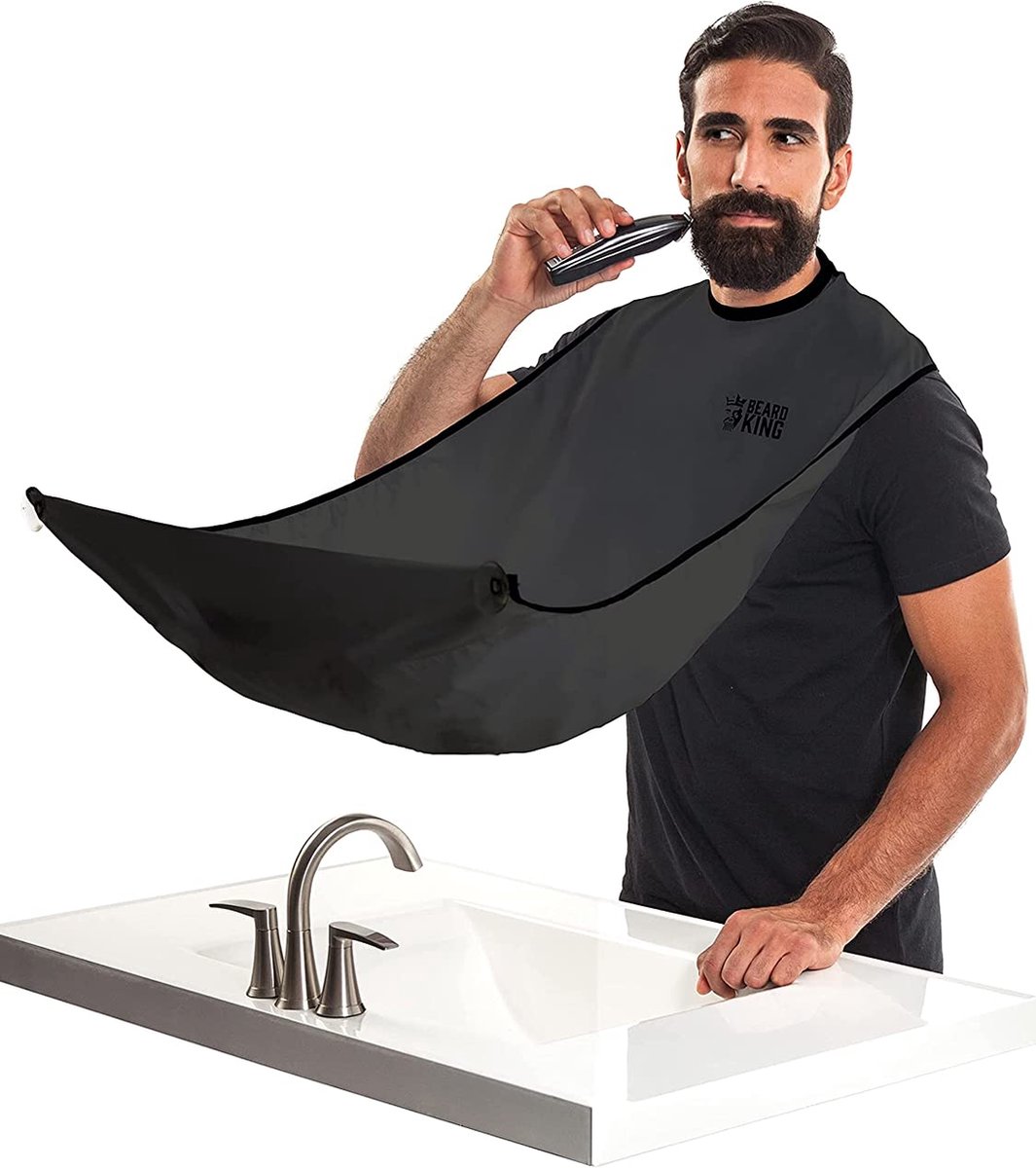 Goedkoopste Bondoo Baard schort - Scheerschort- Baardhaarvanger voor mannen Scheren & trimmen - niet-klevende baardcape-verzorgingsdoek - Waterdicht - met 2 sterke zuignappen - Valentijn cadeau - zwart