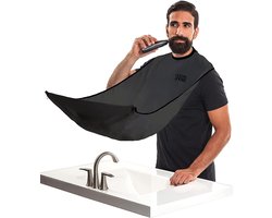 Bondoo Baard schort - Scheerschort- Baardhaarvanger voor mannen Scheren & trimmen - niet-klevende baardcape-verzorgingsdoek - Waterdicht - met 2 sterke zuignappen - Valentijn cadeau - zwart