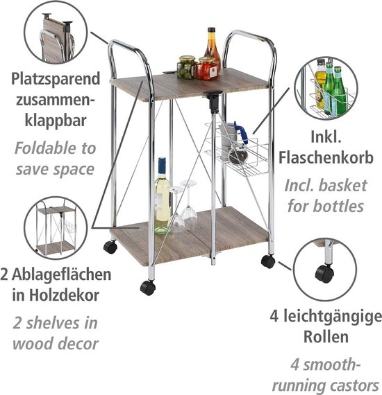 BOVES - Keukentrolley - Zwart - MDF | Leen Bakker